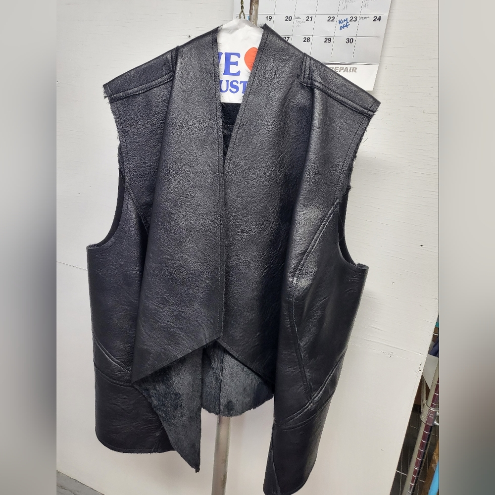 Faux Leather Vest with Faux Fur Lining By Avenue